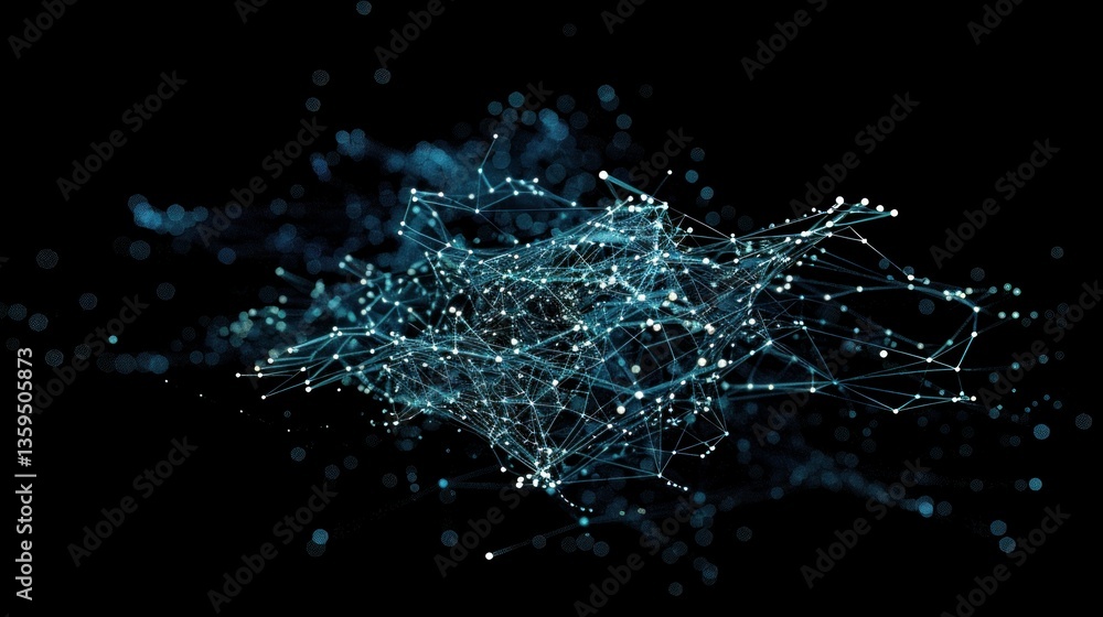 Obraz premium Machine learning algorithm represented by a network of data points.