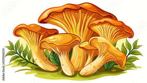 Fresh chanterelle mushrooms isolated on white background