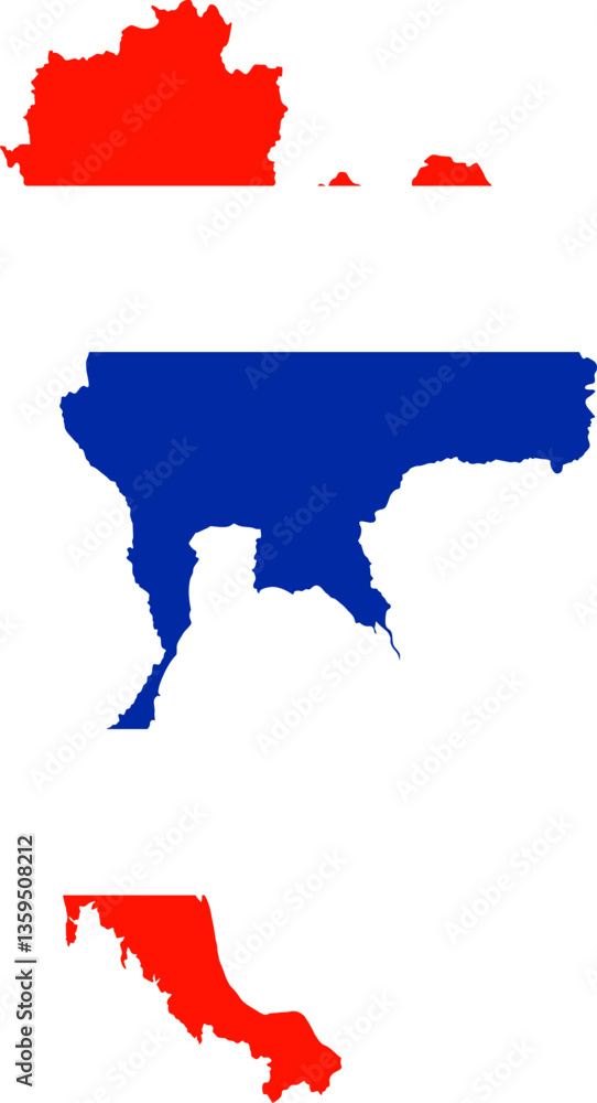 Fototapeta premium Thailand Map And Flag Vector Icon Design