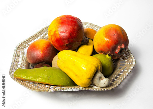 Obraz na plátně Artificial Handmade fruits made out of wood