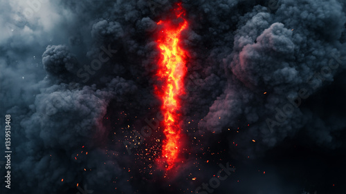 Wallpaper Mural 黒煙の中に立ち昇る真紅の火柱 Torontodigital.ca