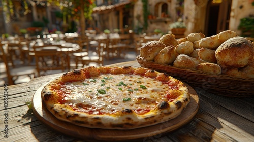 Wallpaper Mural Freshly baked pizza outdoors Torontodigital.ca