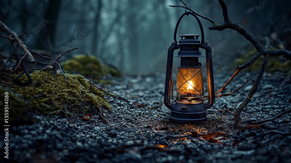 Mysterious lantern glowing in foggy forest nature photography nighttime scene enigmatic atmosphere Mysterious lantern glowing in foggy forest nature photography nighttime scene enigmatic atmosphere