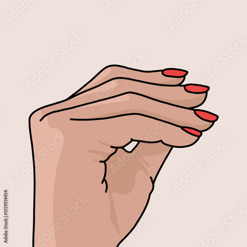 Hand Gesture with Red Nails Illustration