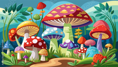 Mushroom and toadstool collection - vector color illustration