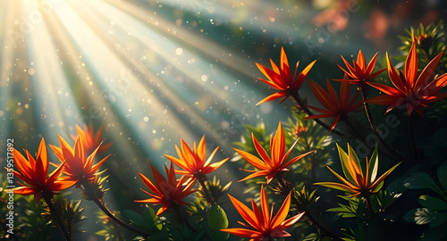 Wallpaper Mural sun effect with flowers Torontodigital.ca