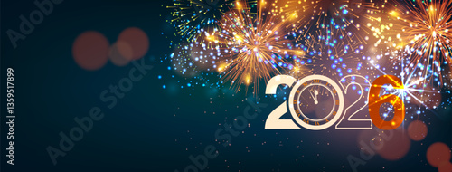 Festive fireworks illuminate the night sky as people celebrate New Year's Eve with joy and excitement