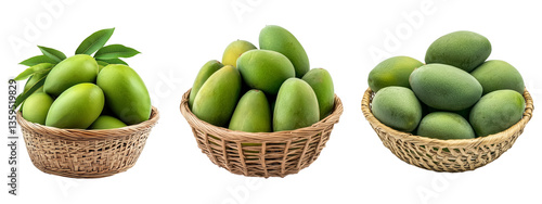 Wallpaper Mural Green mangoes in the basket on transparent background Torontodigital.ca