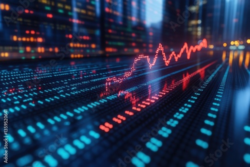Digital Financial Analysis with Data Visualization in a Modern Cityscape