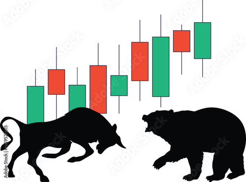 Bulls, bears, stock market. market vector illustration