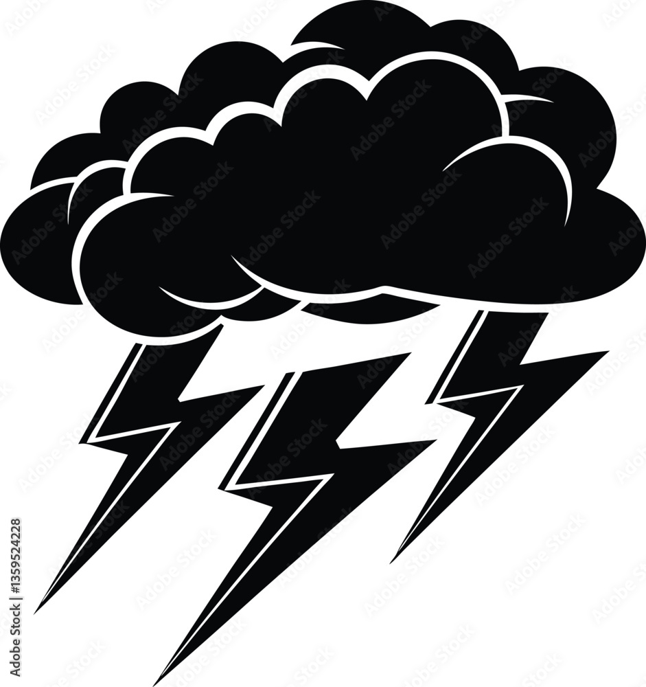 thunderstorm black and white silhouette vector design thunderstorm black and white silhouette vector design