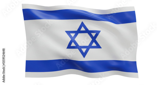 Tableau sur toile Isolated Israeli Flag Waving with Textured Surface