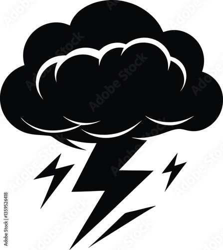 thunderstorm black and white silhouette vector design