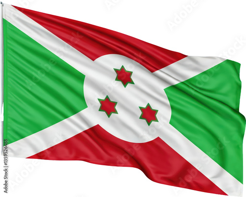 waving flag of burundi on transparent background