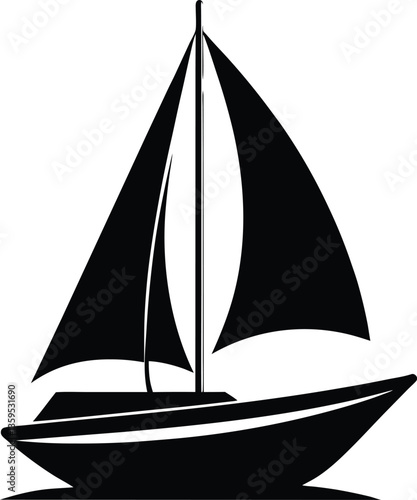 sailboat black and white silhouette vector design