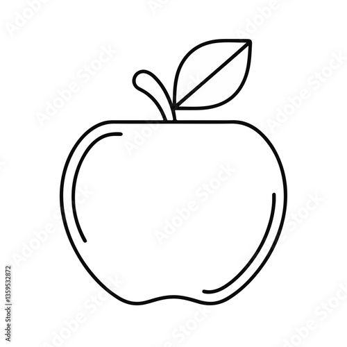 Iconic apple outline graphic with leaf  