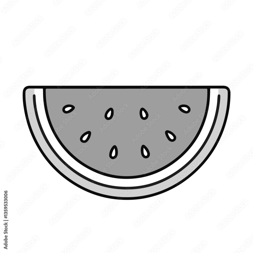 Watermelon slice icon in minimal style with monochrome colors Watermelon slice icon in minimal style with monochrome colors