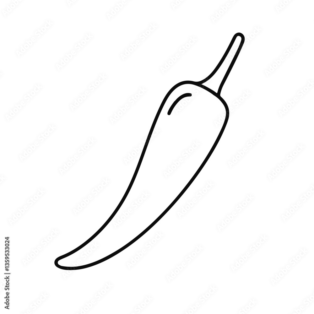 Chili pepper icon outline illustration on a white background Chili pepper icon outline illustration on a white background