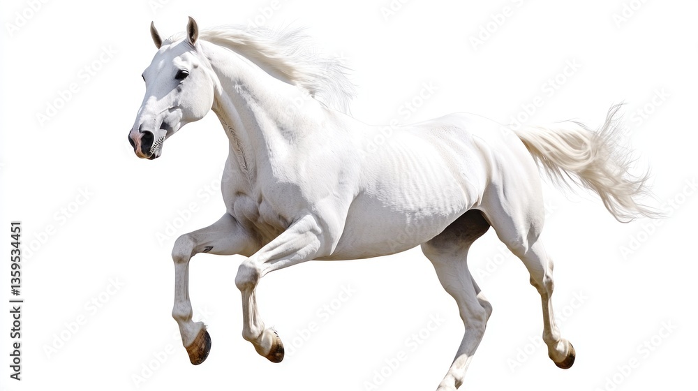 Picture presenting the galloping white horse Picture presenting the galloping white horse