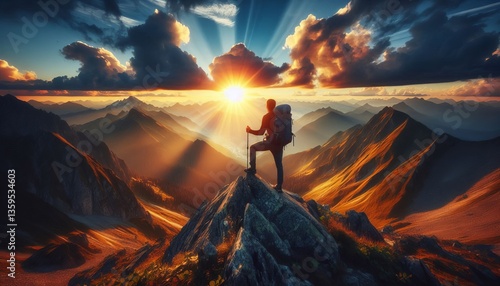 Mountain Ascent Climbing to the summit of a mountain with the sa