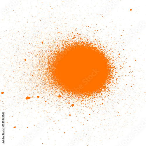 Abstract Orange Spray Paint Splatter on Black Backdrop Artistic Expression Design