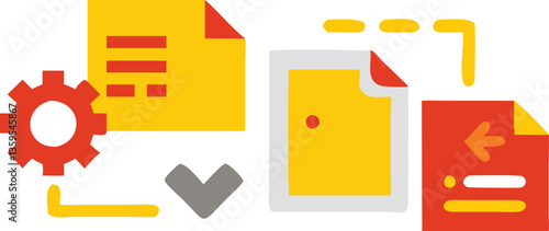 Illustration of kitchen utensil sets and tools with business and web concept icons