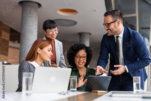 Diverse Professionals Collaborating in a Modern Office Environment