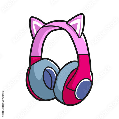 cartoon headset vector with additional ear on top