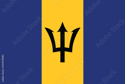 Barbados Flag Vector Clipart Illustration, National Symbol of Barbados, High-Quality Vector Image of Barbados Flag, Digital Artwork of Barbados Flag, Vexillology Design, Flag of Barbados in Vector For
