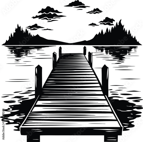 dock black and white silhouette vector design