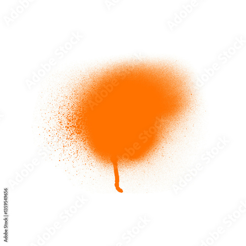 Orange Spray Paint Drip on Black Background Artistic Texture Design Element