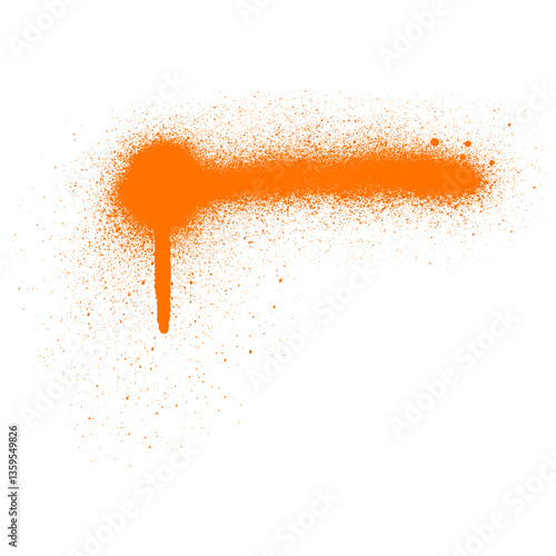 Orange Spray Paint Line on Black Background Artistic Texture Design Element