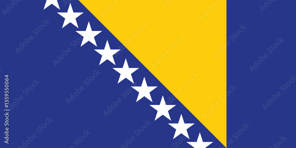 Fototapeta premium Bosnia and Herzegovina Flag Vector Clipart Illustration - High-Quality, Detailed, and Scalable Graphic of the National Flag, Symbol of Bosnia, Herzegovina, and Balkan Region, Perfect for Design Projec