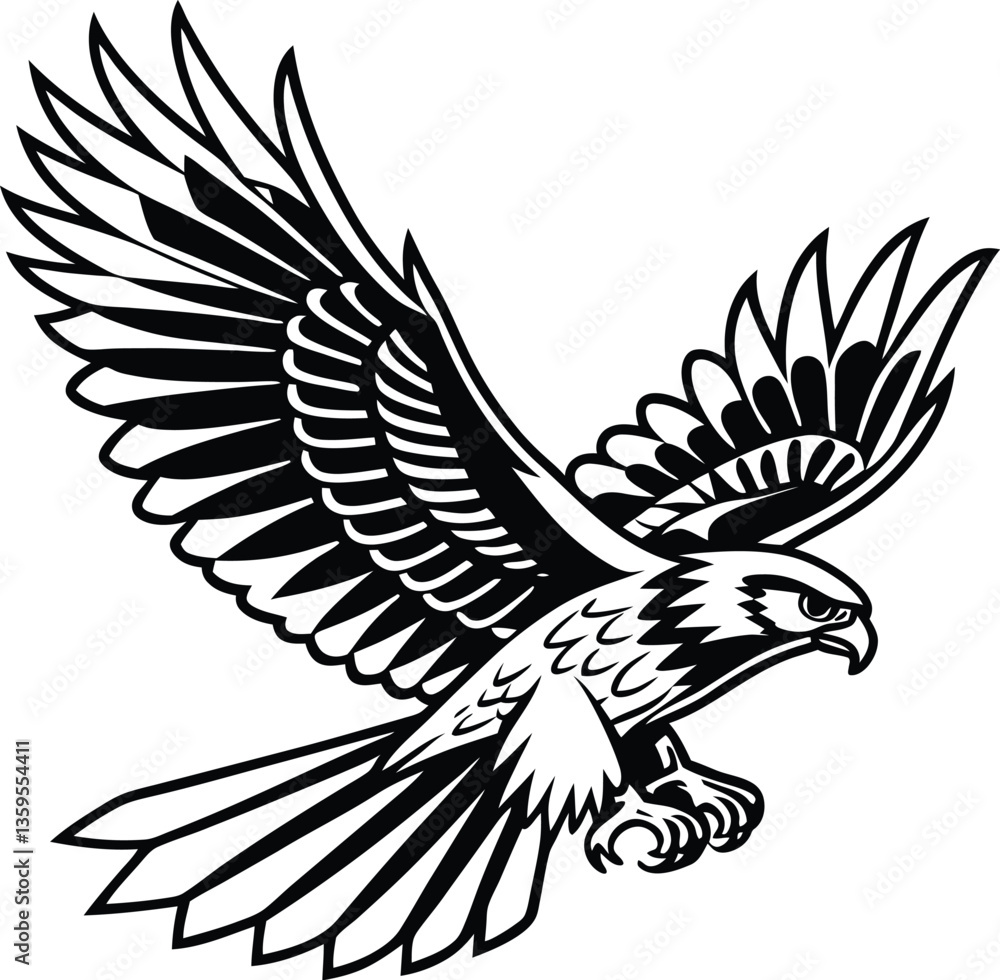 Obraz premium Black and White Falcon Vector Art