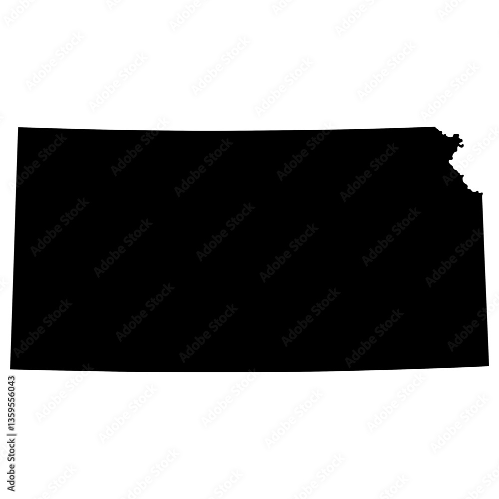 Obraz premium Black Sticker of Kansas Map with Transparent Background