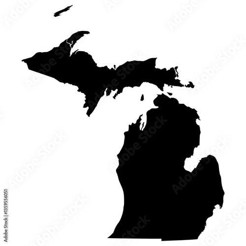 Black Sticker of Michigan Map with Transparent Background