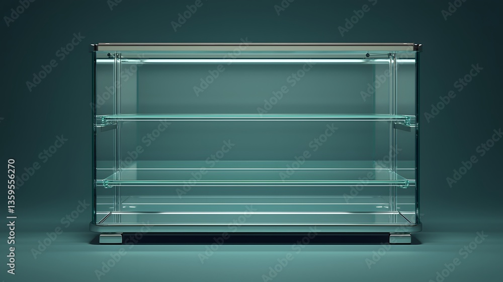 Elegant glass display case showcasing various items perfect for retail or exhibition use in a professional environment Elegant glass display case showcasing various items perfect for retail or exhibition use in a professional environment