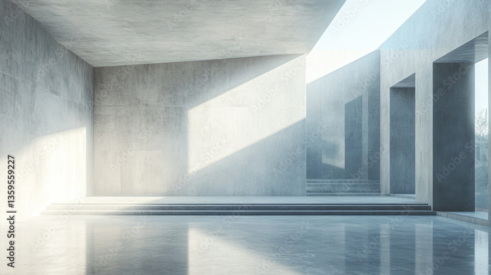 Obraz premium Sunlit Concrete Architecture: Modern Minimalist Design