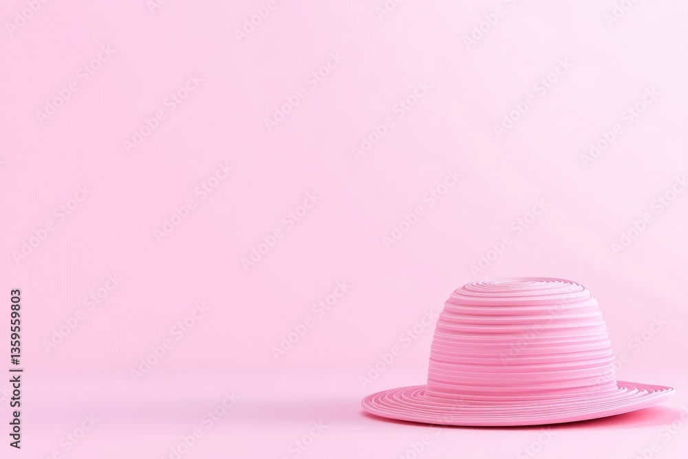 Pink sun hat on a soft pink background Pink sun hat on a soft pink background