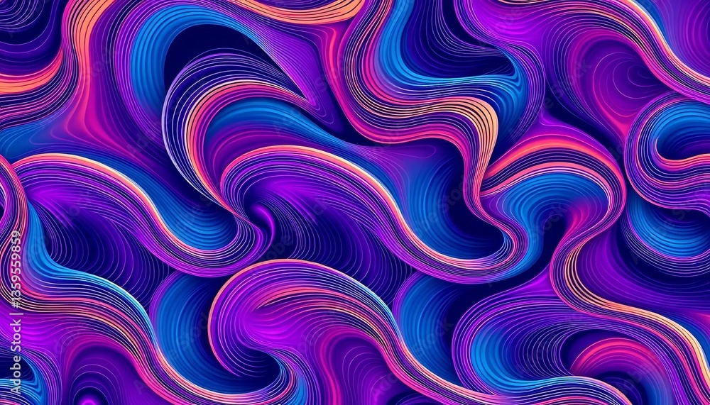 Fototapeta premium Elegant seamless vector pattern with flowing, curved lines forming a sophisticated design, backdrop, premium