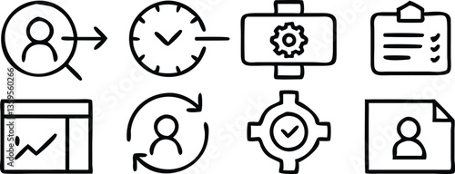 Illustration of kitchen utensil sets and tools with business and web concept icons