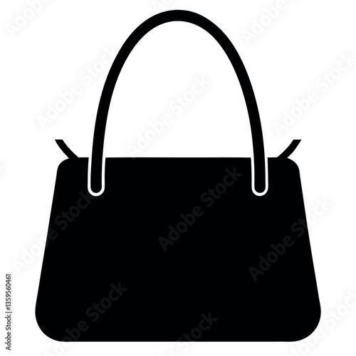 Silhouette of a handbag on a white background.