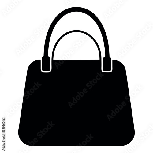 Silhouette of a handbag on a white background.