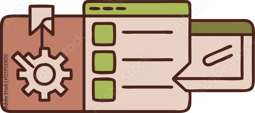 Illustration of kitchen utensil sets and tools with business and web concept icons