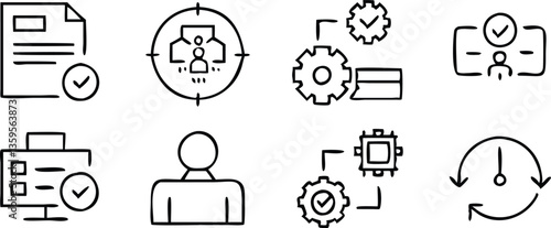 Illustration of kitchen utensil sets and tools with business and web concept icons