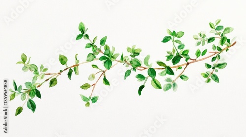 Wallpaper Mural Watercolor Thyme Sprig Illustration Torontodigital.ca