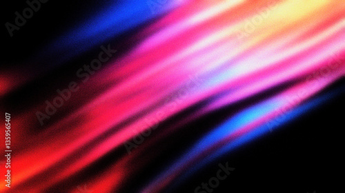 Fotografija Grain noise texture Abstract Colorful, blurred light streams against a black bac
