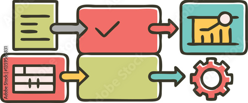 Illustration of kitchen utensil sets and tools with business and web concept icons