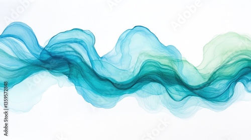 Wallpaper Mural Abstract Teal and Green Wave Flowing Design Torontodigital.ca
