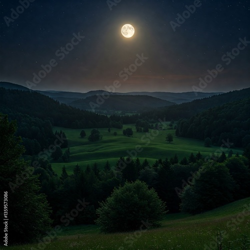 night landscape with moon